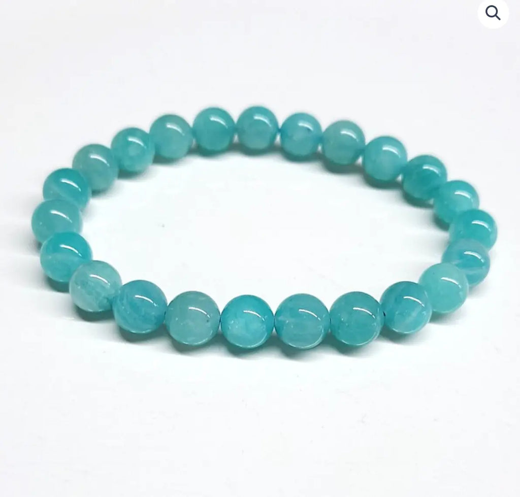 Amazonite (AA) Round Bead Bracelet 8mm - Confident Truth | Bracelets | Wiccan Center