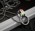 Stainless Steel Rainbow Double Ring LGBTQ Pride Necklace | | Wiccan Center