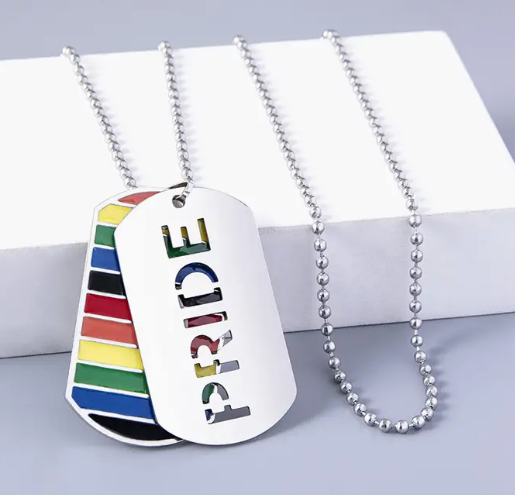 Pride "Dog Tags" Style Necklace – Rainbow Flag Stainless Steel Pendant (Pride, Love, Equality Designs) | | Wiccan Center