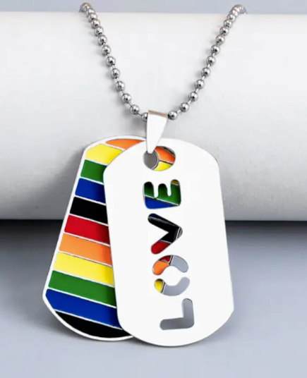 Pride "Dog Tags" Style Necklace – Rainbow Flag Stainless Steel Pendant (Pride, Love, Equality Designs) | | Wiccan Center
