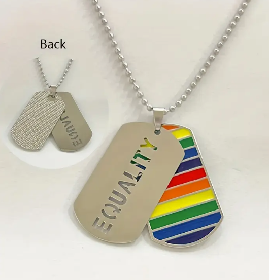 Pride "Dog Tags" Style Necklace – Rainbow Flag Stainless Steel Pendant (Pride, Love, Equality Designs) | | Wiccan Center