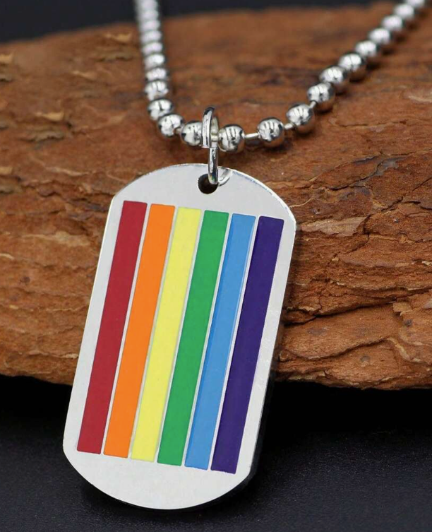 Rainbow Dog Tag Necklace – LGBTQ+ Pride Pendant on 24" Ball Chain | | Wiccan Center
