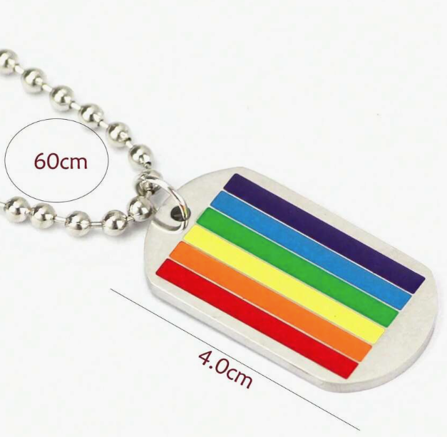 Rainbow Dog Tag Necklace – LGBTQ+ Pride Pendant on 24" Ball Chain | | Wiccan Center