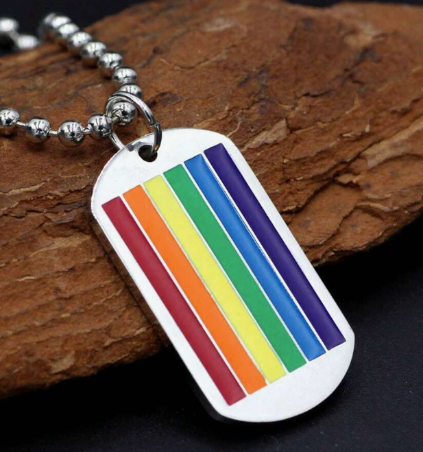 Rainbow Dog Tag Necklace – LGBTQ+ Pride Pendant on 24" Ball Chain | | Wiccan Center