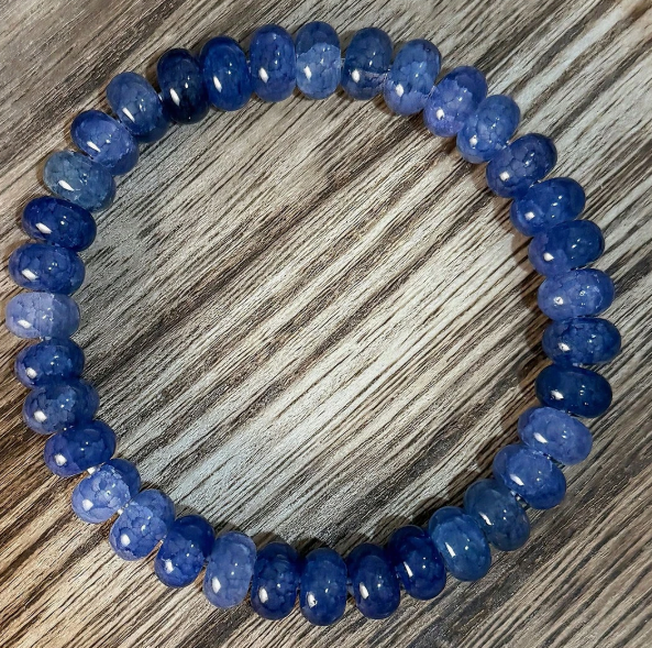 Blue Agate Intuition & Serenity Bracelet – Faceted Rondelle Beads (Medium Wrists) | | Wiccan Center