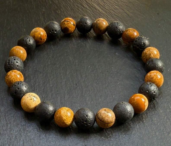 Earth & Ember Bracelet – Lava Stone & Picture Jasper for Grounding and Inner Strength | | Wiccan Center