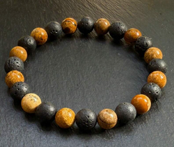 Earth & Ember Bracelet – Lava Stone & Picture Jasper for Grounding and Inner Strength | | Wiccan Center