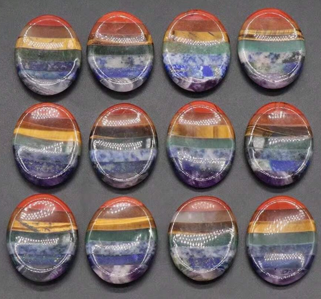 Chakra Crystal Palm Stone – Natural Worry Stone (1.4 x 1.8 inches) | | Wiccan Center