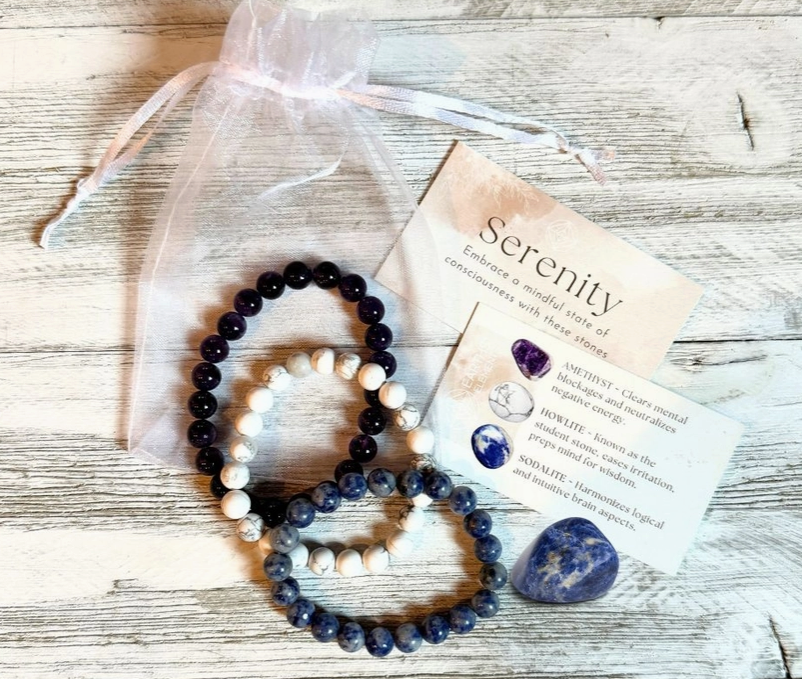 Intentions Bracelet Set – Serenity (Amethyst, Sodalite & Howlite) | | Wiccan Center