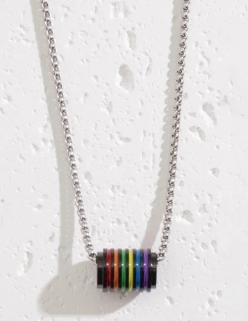 🌈 Pride Barrel Necklace – Stainless Steel LGBTQ+ Jewelry (Silver Tone or Black Tone) | | Wiccan Center