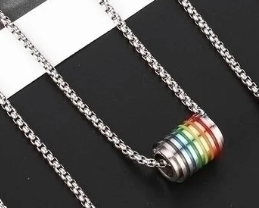 🌈 Pride Barrel Necklace – Stainless Steel LGBTQ+ Jewelry (Silver Tone or Black Tone) | | Wiccan Center