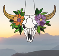 Cow Skull Floral Stained Glass Pattern | Crafting Patterns & Molds | Wiccan Center