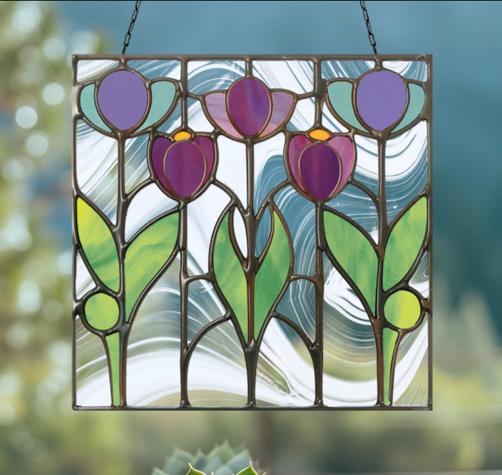 Prairie Tulips Stained Glass Flowers Pattern | Crafting Patterns & Molds | Wiccan Center