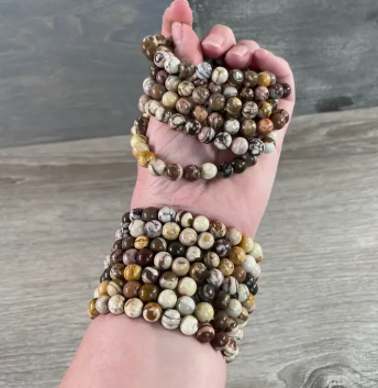 Peanut Jasper Natural Stone Bracelet | 8 mm Grounding Beads for Strength & Stability (Small to Medium Wrists) | | Wiccan Center