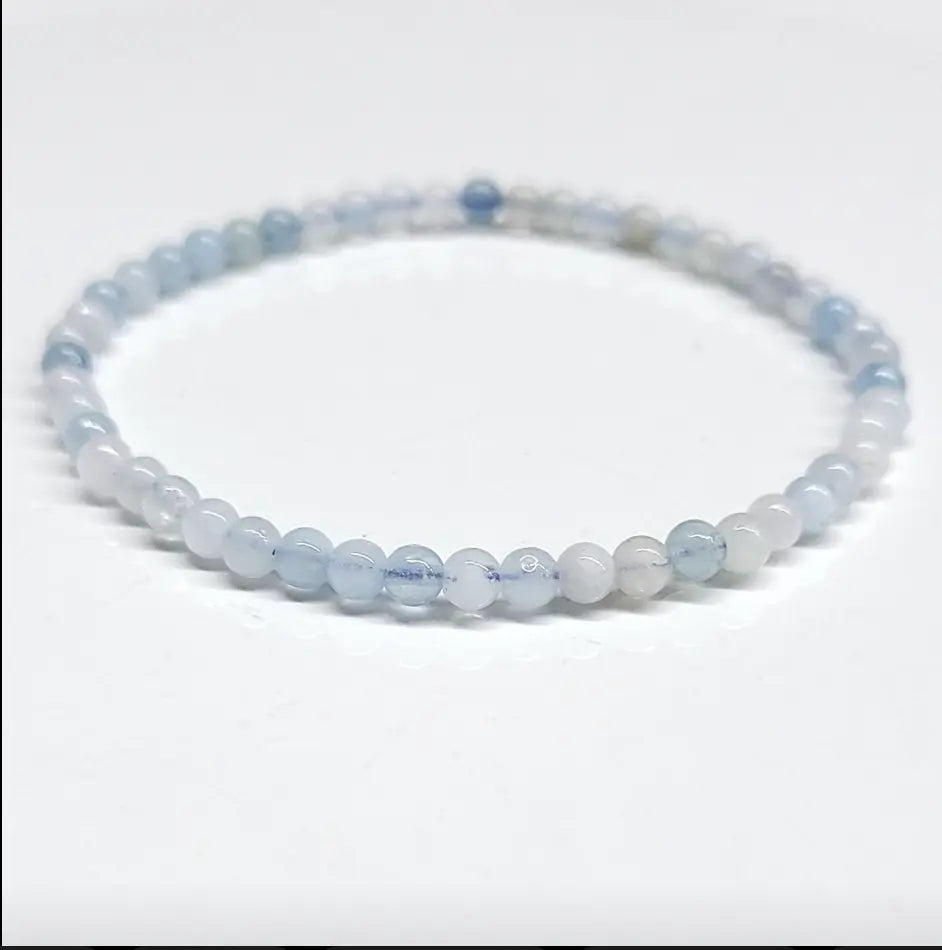 Aquamarine Round Bead Bracelet - Emotional Healing | Bracelets | Wiccan Center
