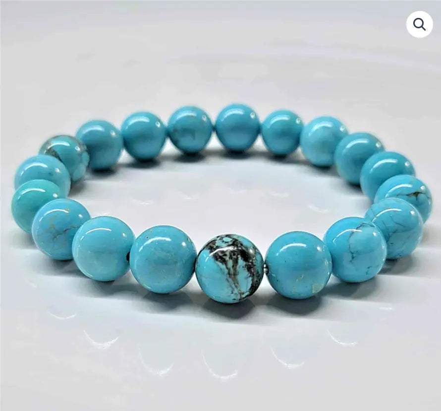 Blue Howlite Round Bead Bracelet - Anger Dissipation | Bracelets | Wiccan Center