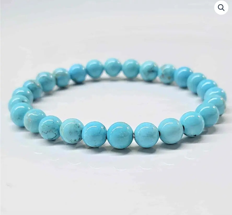 Blue Howlite Round Bead Bracelet - Anger Dissipation | Bracelets | Wiccan Center