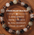 Stress Relief & Grounding Bracelet – Labradorite, Smoky Quartz, Black Obsidian & Clear Quartz (Small–Medium Wrists) | | Wiccan Center