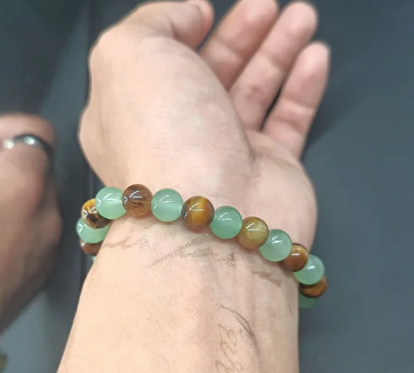 Green Aventurine & Tiger’s Eye Prosperity Bracelet – Abundance, Confidence & Luck (Medium Wrists) | | Wiccan Center