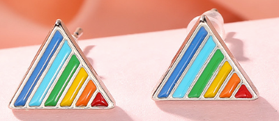 Petite LGBTQ+ Pride Rainbow Stud Earrings – For Every Identity | 1/4” Enamel Alloy Earrings | Heart or Triangle Styles | | Wiccan Center