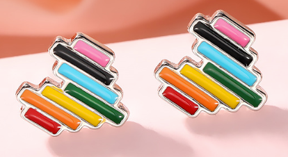 Petite LGBTQ+ Pride Rainbow Stud Earrings – For Every Identity | 1/4” Enamel Alloy Earrings | Heart or Triangle Styles | | Wiccan Center