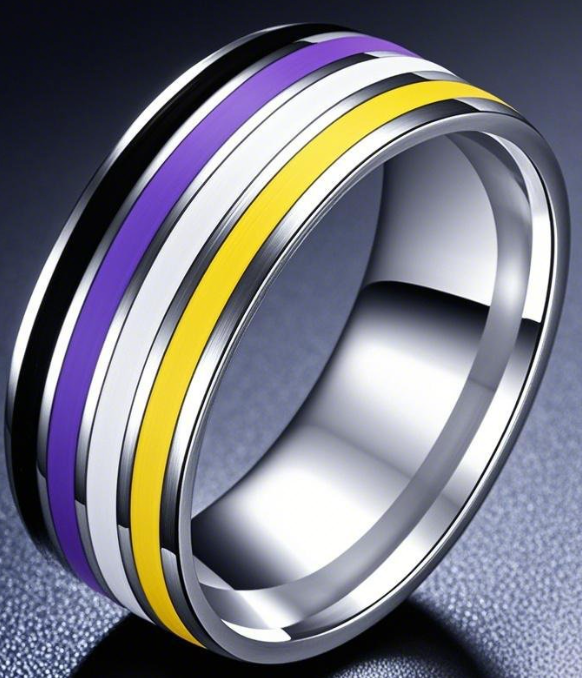 Nonbinary Pride Stainless Steel Ring | | Wiccan Center