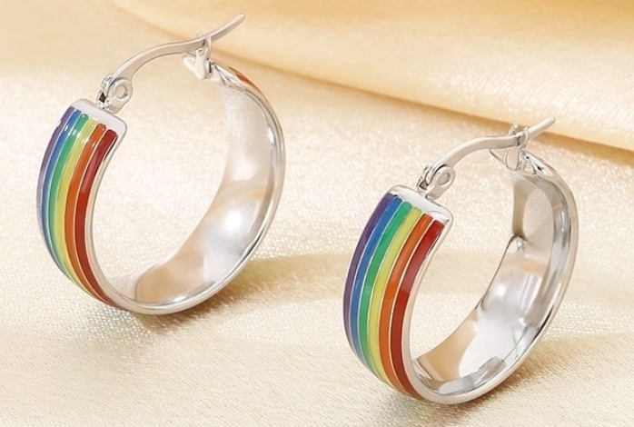 LGBTQ+ Pride Rainbow Hoop Earrings – For Every Identity | Stainless Steel Gold or Silver Plated | Pride Jewelry Gift | | Wiccan Center