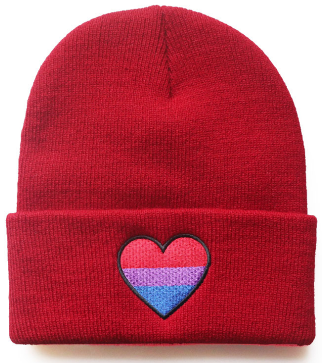 LGBTQ+ Pride Knit Beanie Hat – For Every Identity | Rainbow Heart Winter Beanie | Navy Blue, Red, or Black | | Wiccan Center