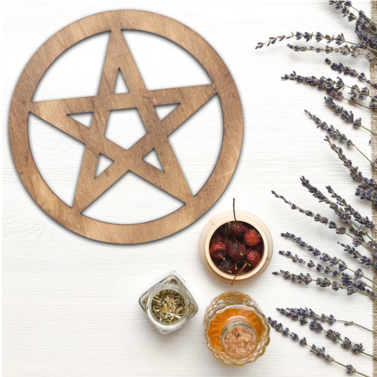 Wood Pentacle Altar Tiles | Altar Tile | Wiccan Center