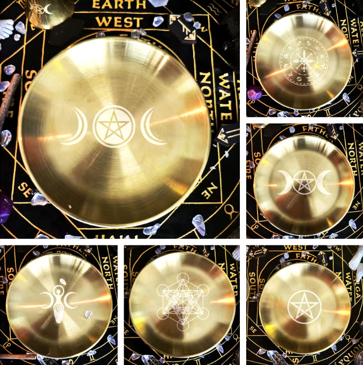 Gold Altar Plates | incense holder | Wiccan Center
