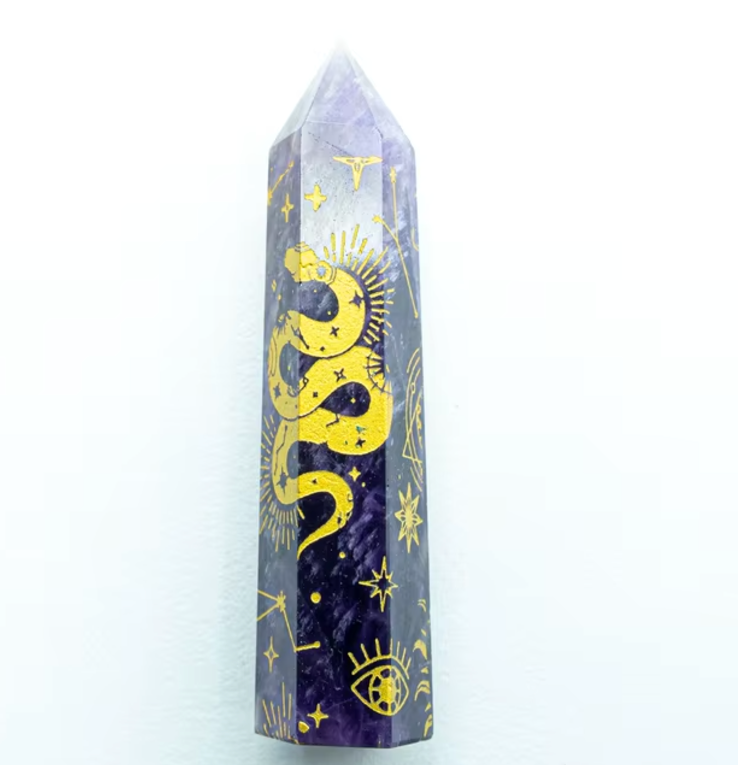 Snake, Sun, Moon, Star Crystal Tower Obelisks | Crystals | Wiccan Center