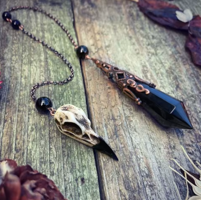Obsidian Raven Skull Pendulum | Pendulums | Wiccan Center