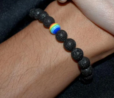 Lava Stone Beads LGBTQ Pride Rainbow Bracelet | | Wiccan Center