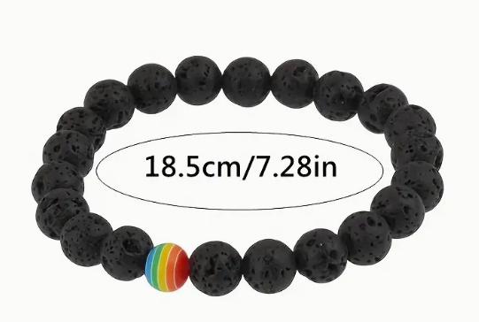 Lava Stone Beads LGBTQ Pride Rainbow Bracelet | | Wiccan Center