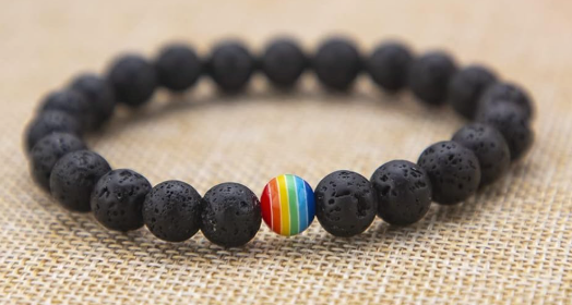 Lava Stone Beads LGBTQ Pride Rainbow Bracelet | | Wiccan Center