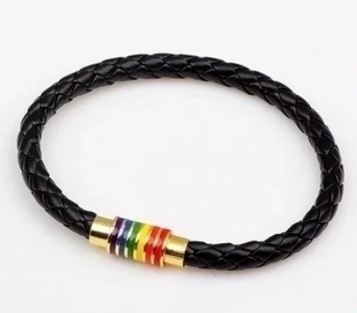 Pride Faux Leather Unisex Bracelet – Choice of Silver or Gold Tone Finish on Brown or Black Leather | | Wiccan Center