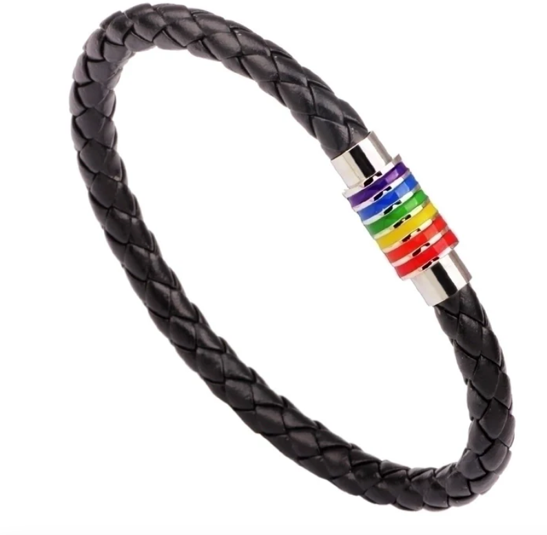Pride Faux Leather Unisex Bracelet – Choice of Silver or Gold Tone Finish on Brown or Black Leather | | Wiccan Center