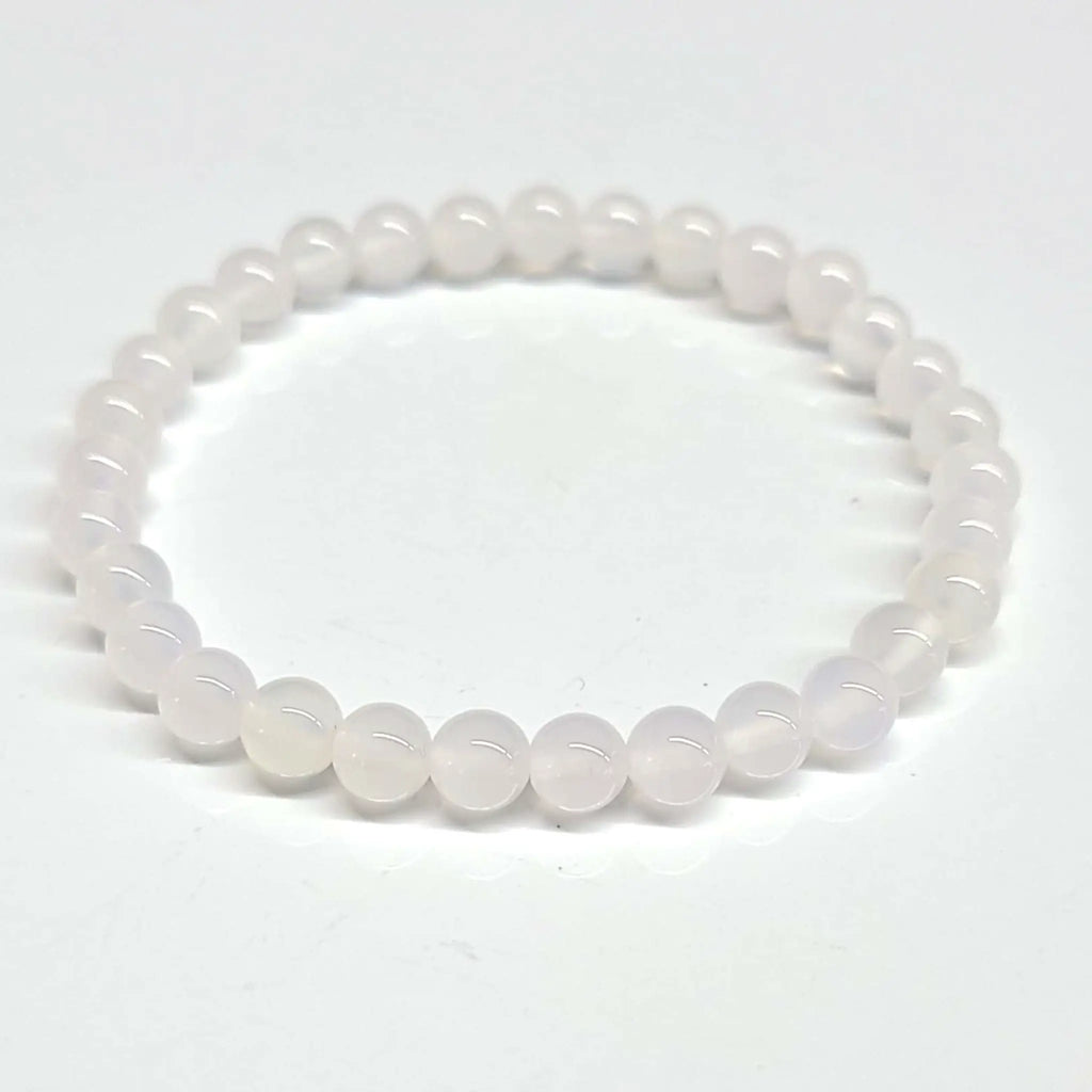 Chalcedony Round Bead Bracelet - Calming Tranquility | Bracelets | Wiccan Center