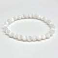 Selenite Round Bead Bracelet - Aura Cleanser | Bracelets | Wiccan Center