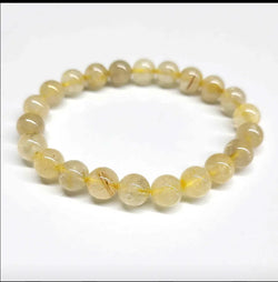 Rutilated Quartz Round Bead Bracelet - Spiritual Illumination | Bracelets | Wiccan Center