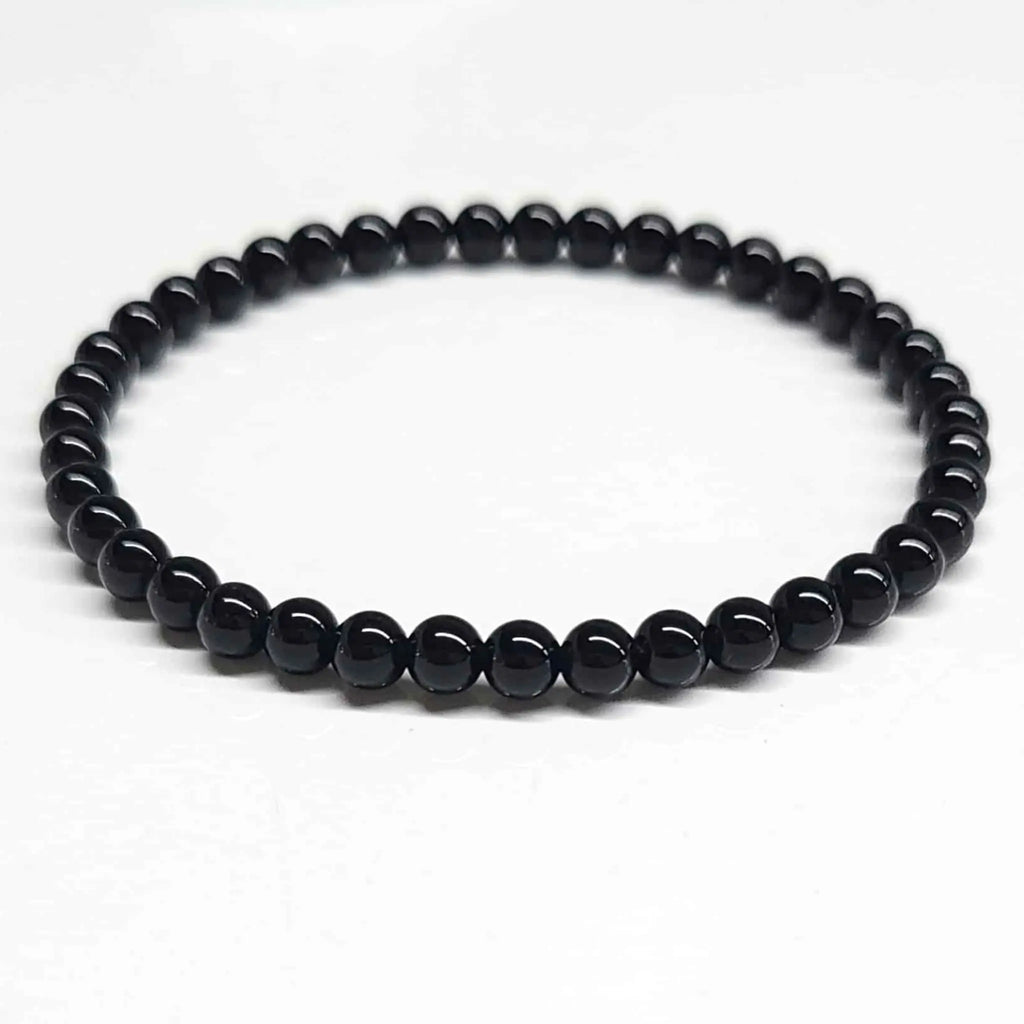 Black Obsidian Round Bead Bracelet - Strong Protection | Bracelets | Wiccan Center