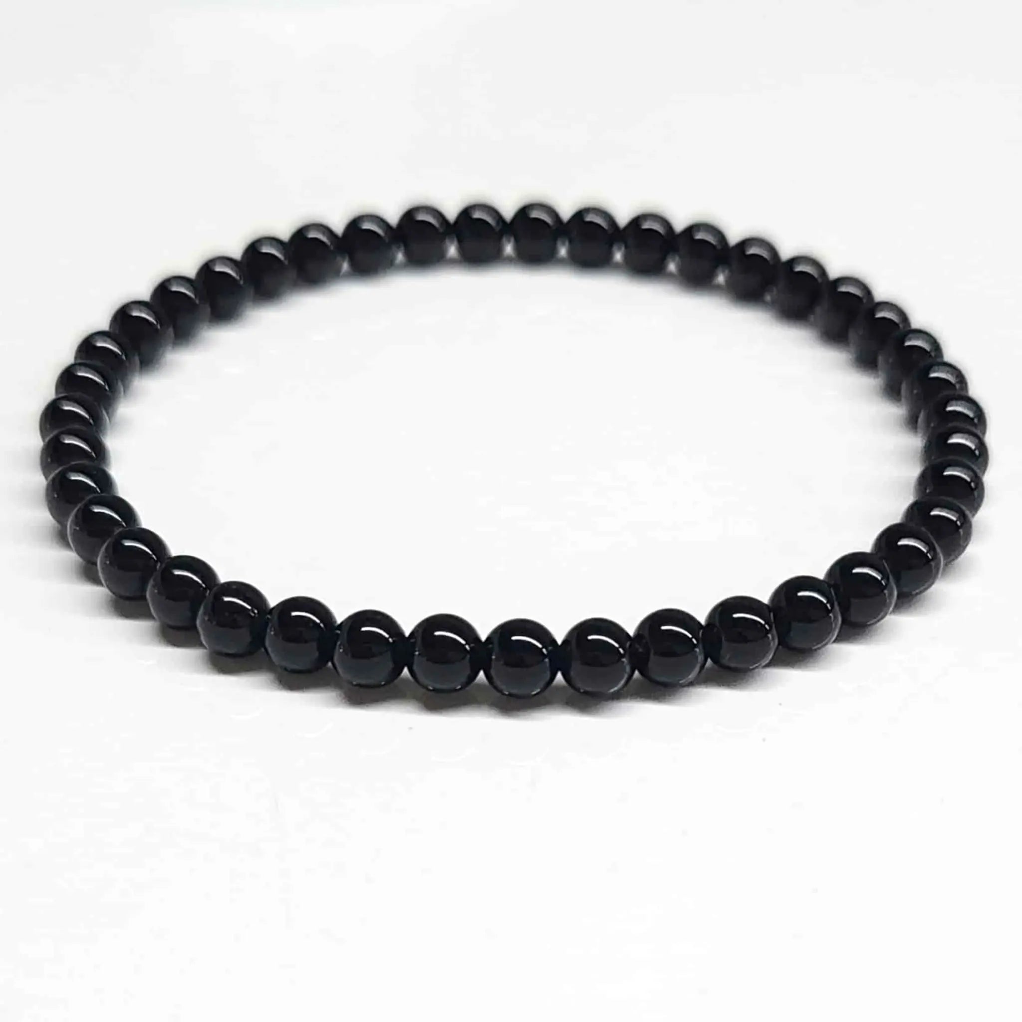 Black Obsidian Round Bead Bracelet - Strong Protection | Bracelets | Wiccan Center