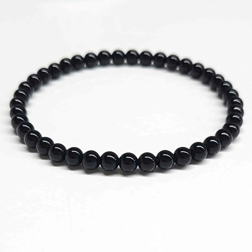 Black Tourmaline Round Bead Bracelet for Energy Filtering & Grounding | Bracelets | Wiccan Center