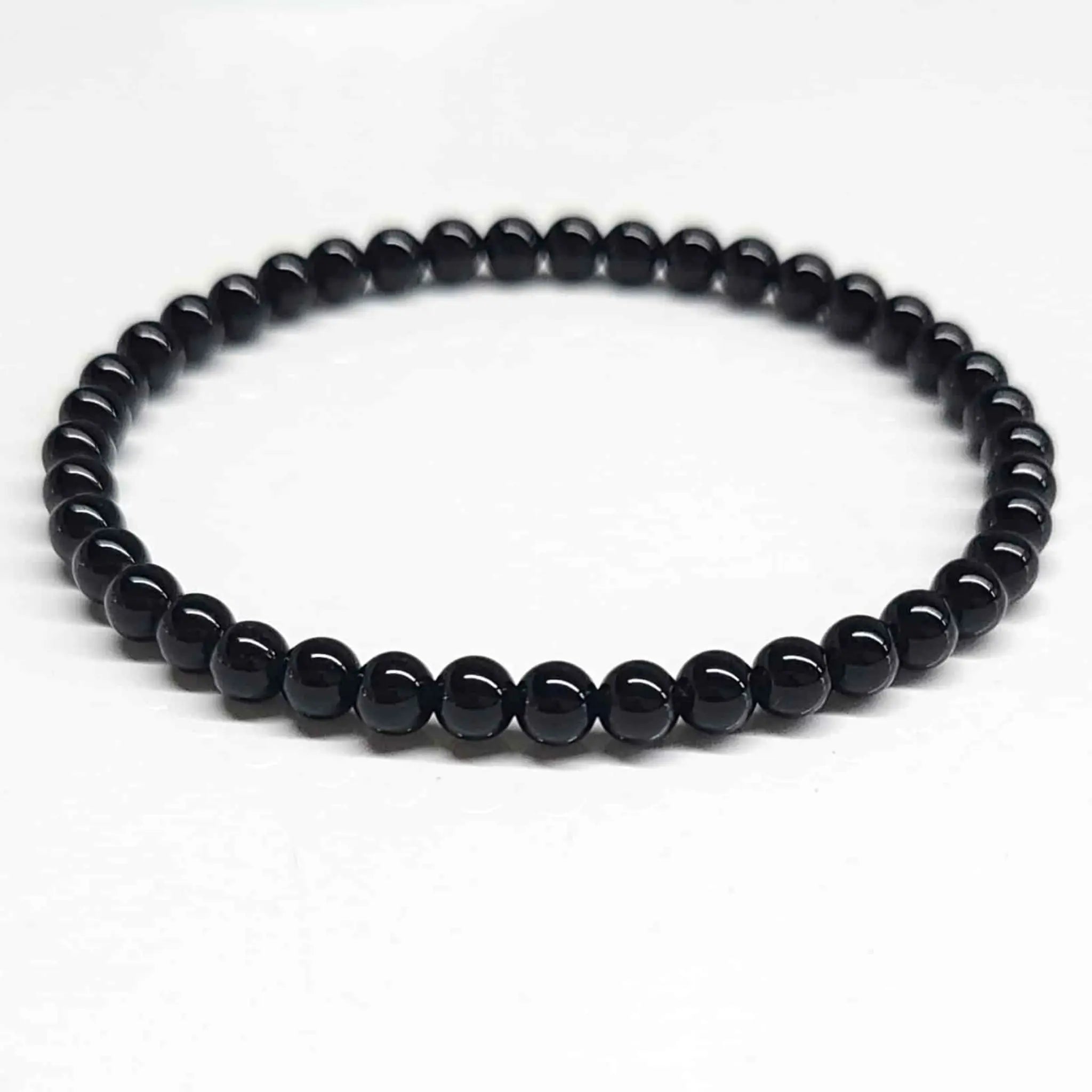 Black Tourmaline Round Bead Bracelet for Energy Filtering & Grounding | Bracelets | Wiccan Center