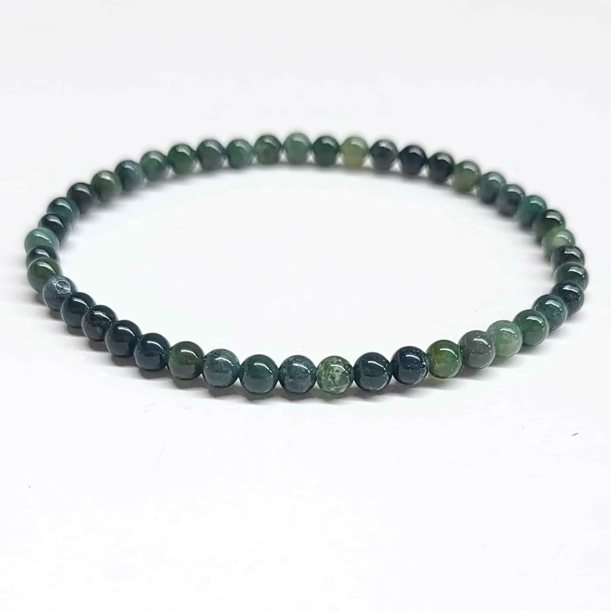 Moss Agate Round Bead Bracelet - Nature Renewal | Bracelets | Wiccan Center