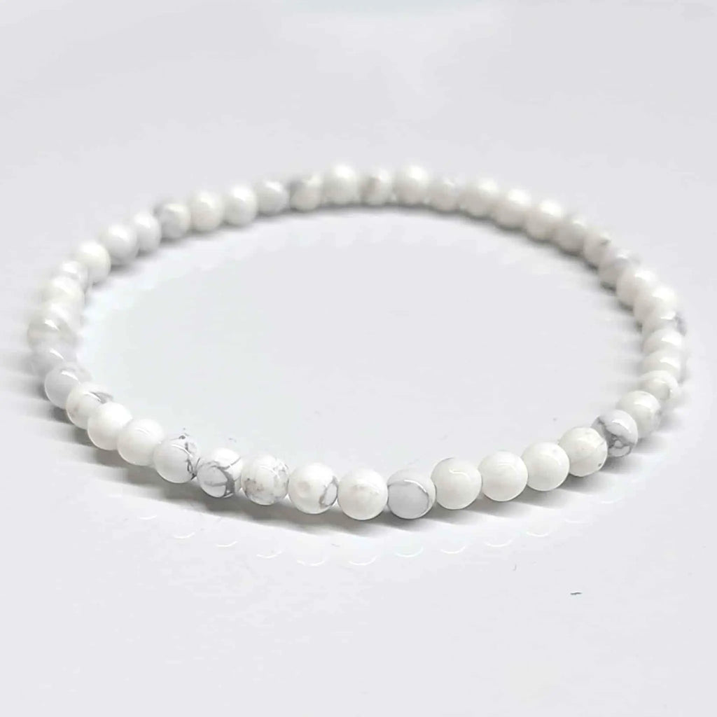 White Howlite Round Bead Bracelet - Anger Eater | Bracelets | Wiccan Center