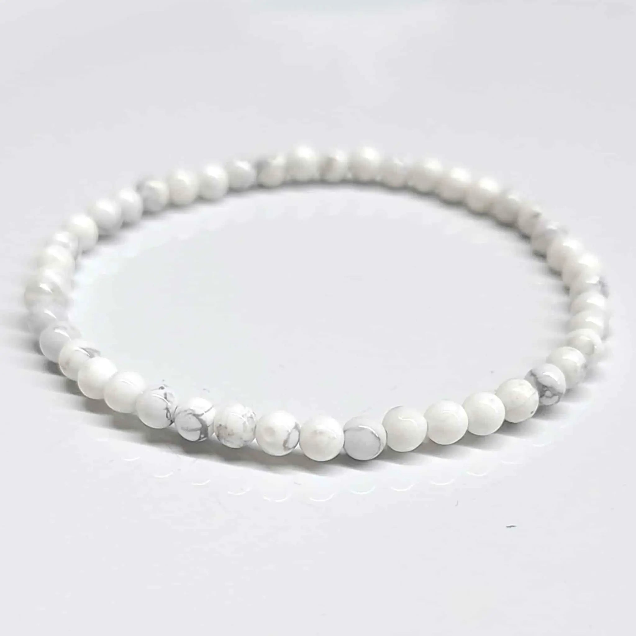 White Howlite Round Bead Bracelet - Anger Eater | Bracelets | Wiccan Center