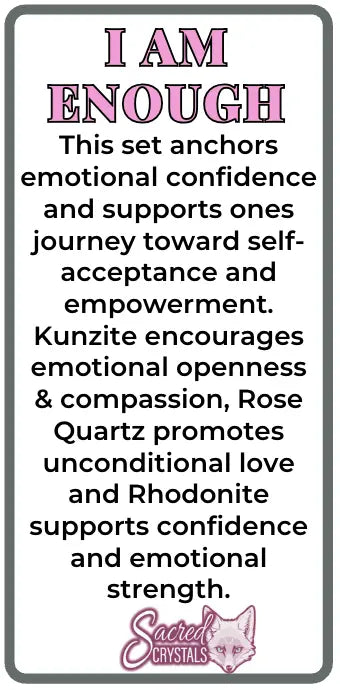 I AM ENOUGH -Kunzite, Rose Quartz, Rhodonite Gem Jewelry Set | Jewelry Set | Wiccan Center
