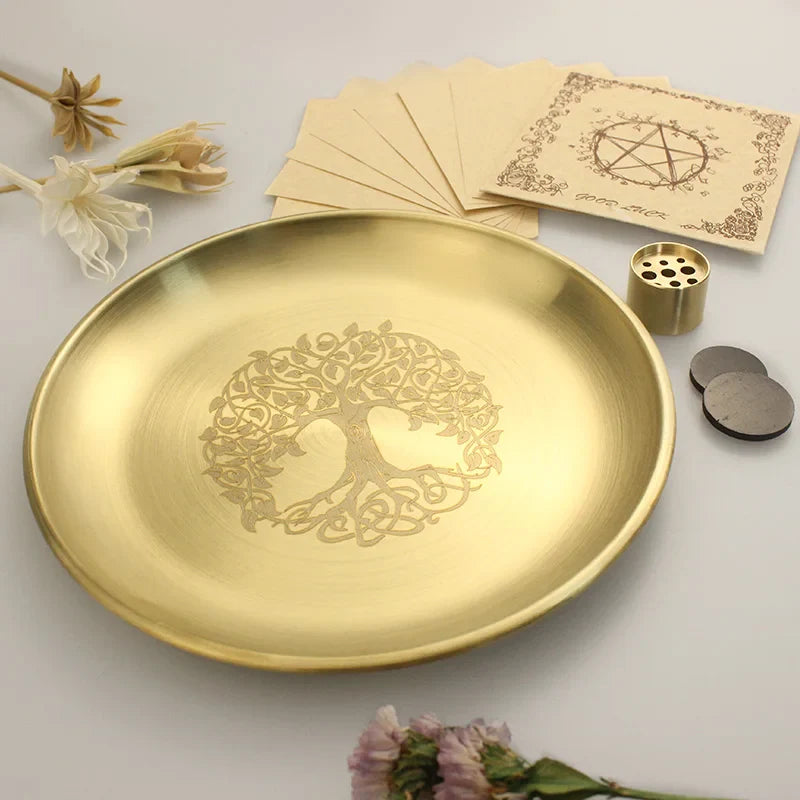 Gold Altar Plates | incense holder | Wiccan Center