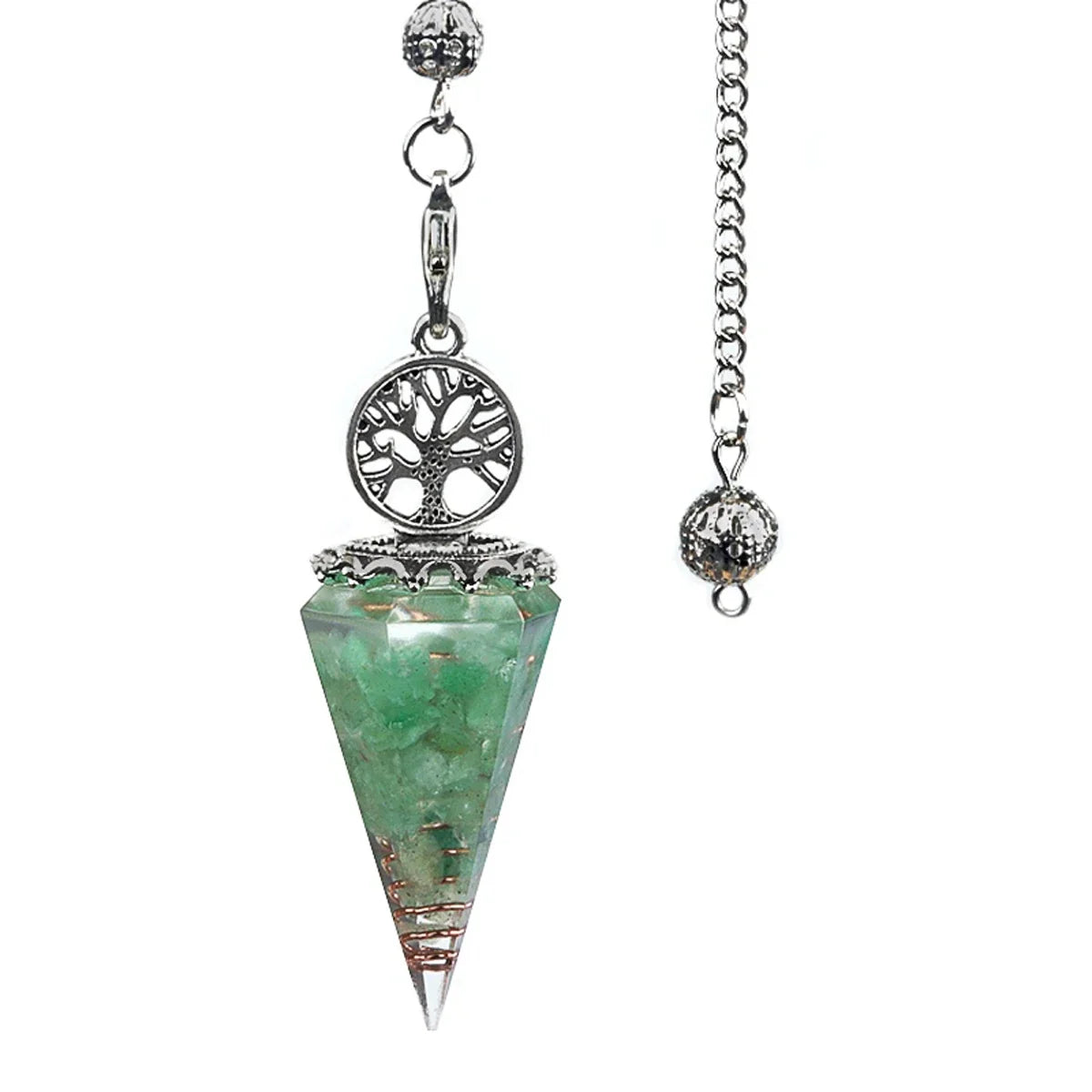 20x52mm Natural Stone Pendulum Necklaces Tree of Life Hexagonal Cone Crushed Stone Amethysts Chakra Pendant Jewelry Accessories